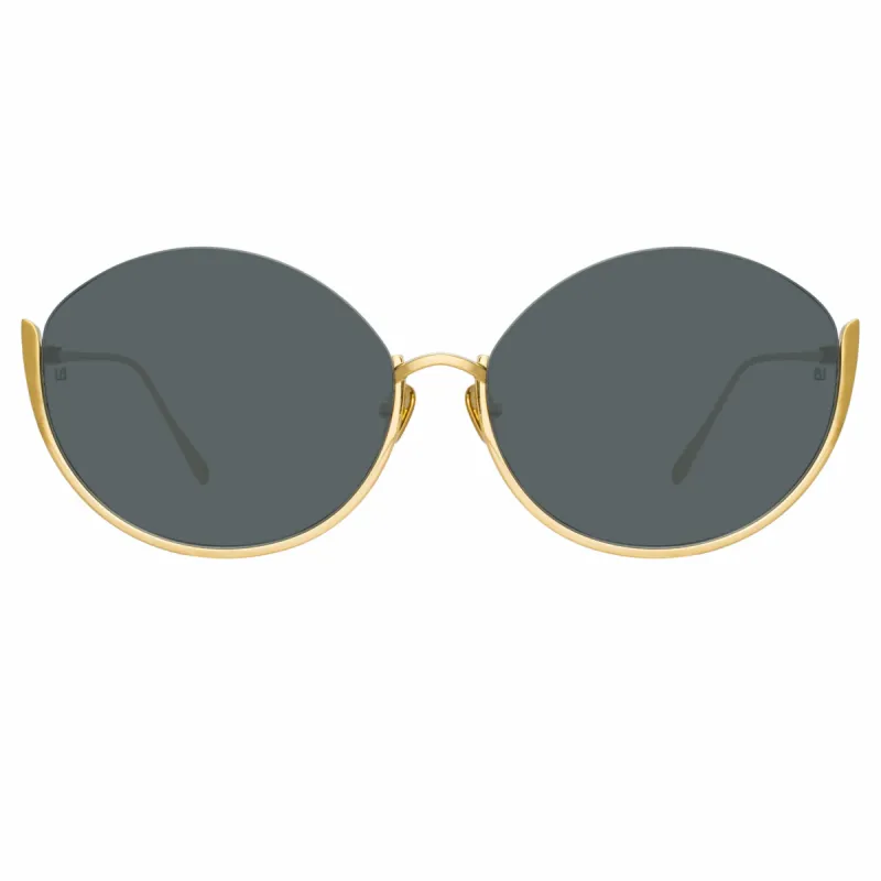 Rae Cat Eye Sunglasses in Yellow Gold sold by Linda Farrow