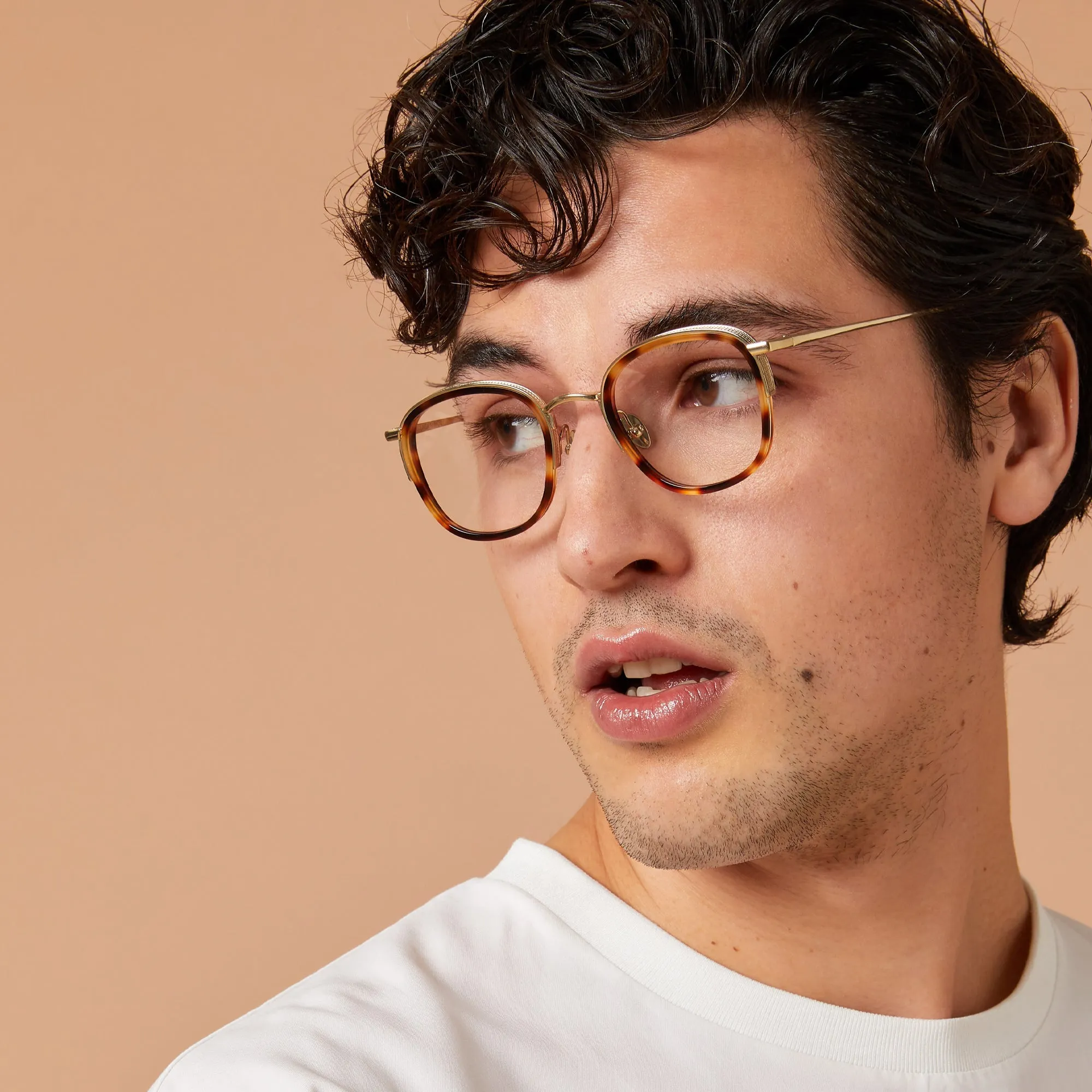 Aldrin Optical Square Frame in Tortoiseshell sold by Linda Farrow product image thumbnail 2