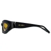Agnes Wrap Sunglasses in Black and Yellow sold by Linda Farrow
