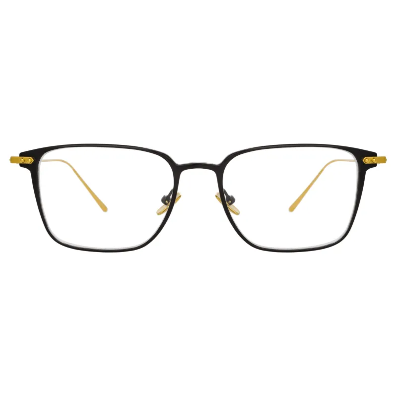 Willis Rectangular A Optical Frame in Black and Yellow Gold sold by Linda Farrow