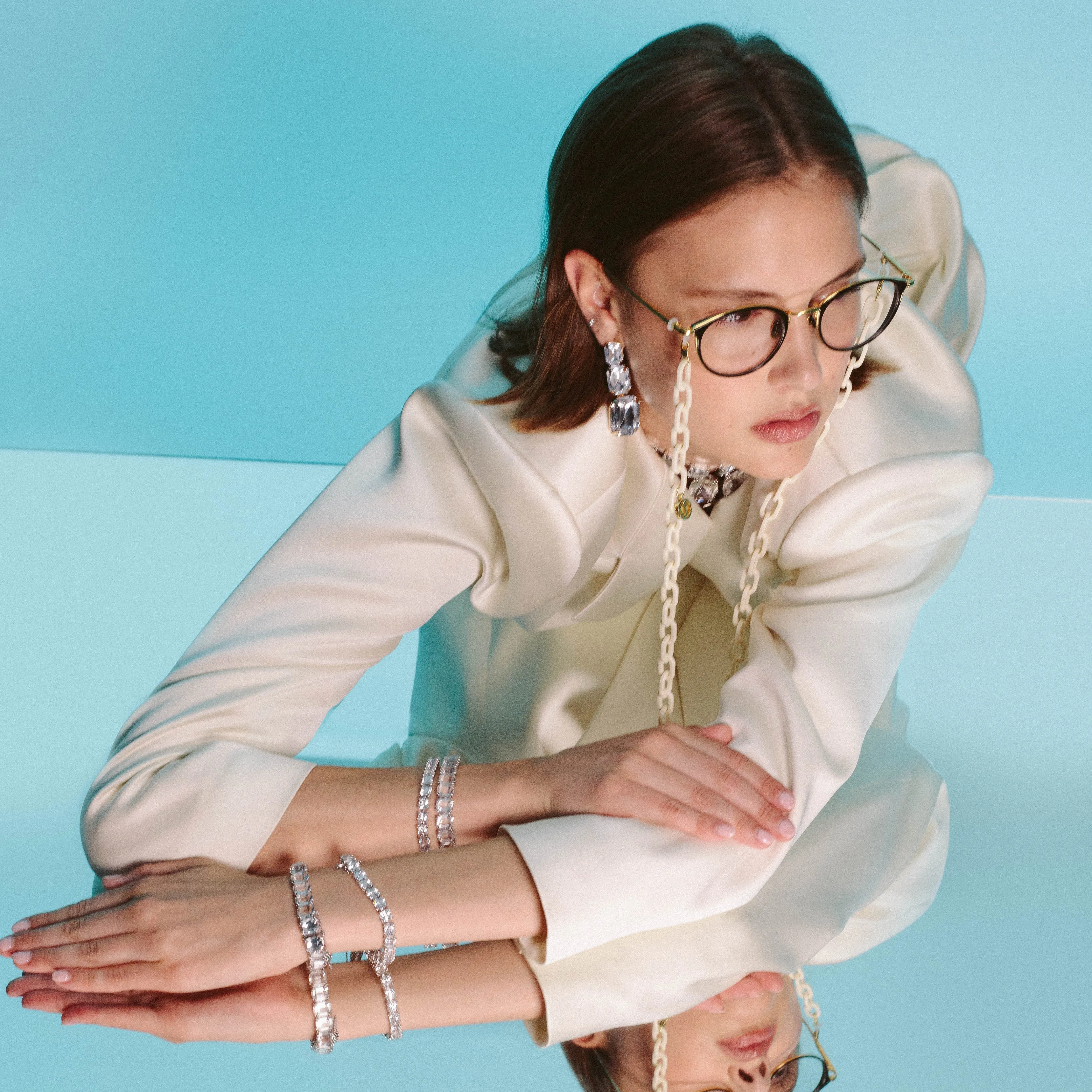 Luis Oval Optical Frame in Yellow Gold and Black sold by Linda Farrow