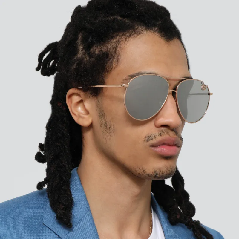 Joni Aviator Sunglasses in Rose Gold and Platinum Lenses (Men's) sold by Linda Farrow