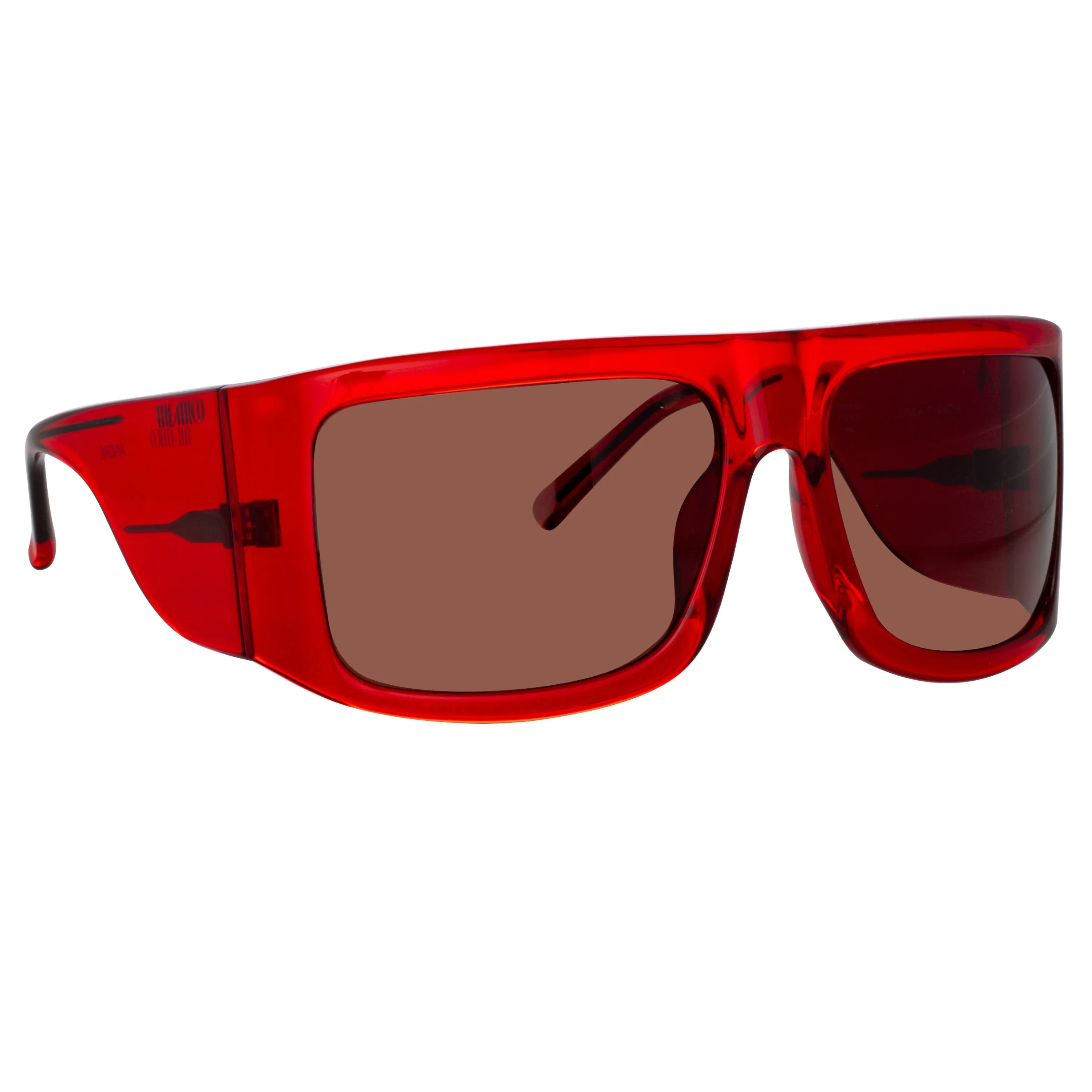 The Attico Andre Oversized Sunglasses in Red sold by Linda Farrow