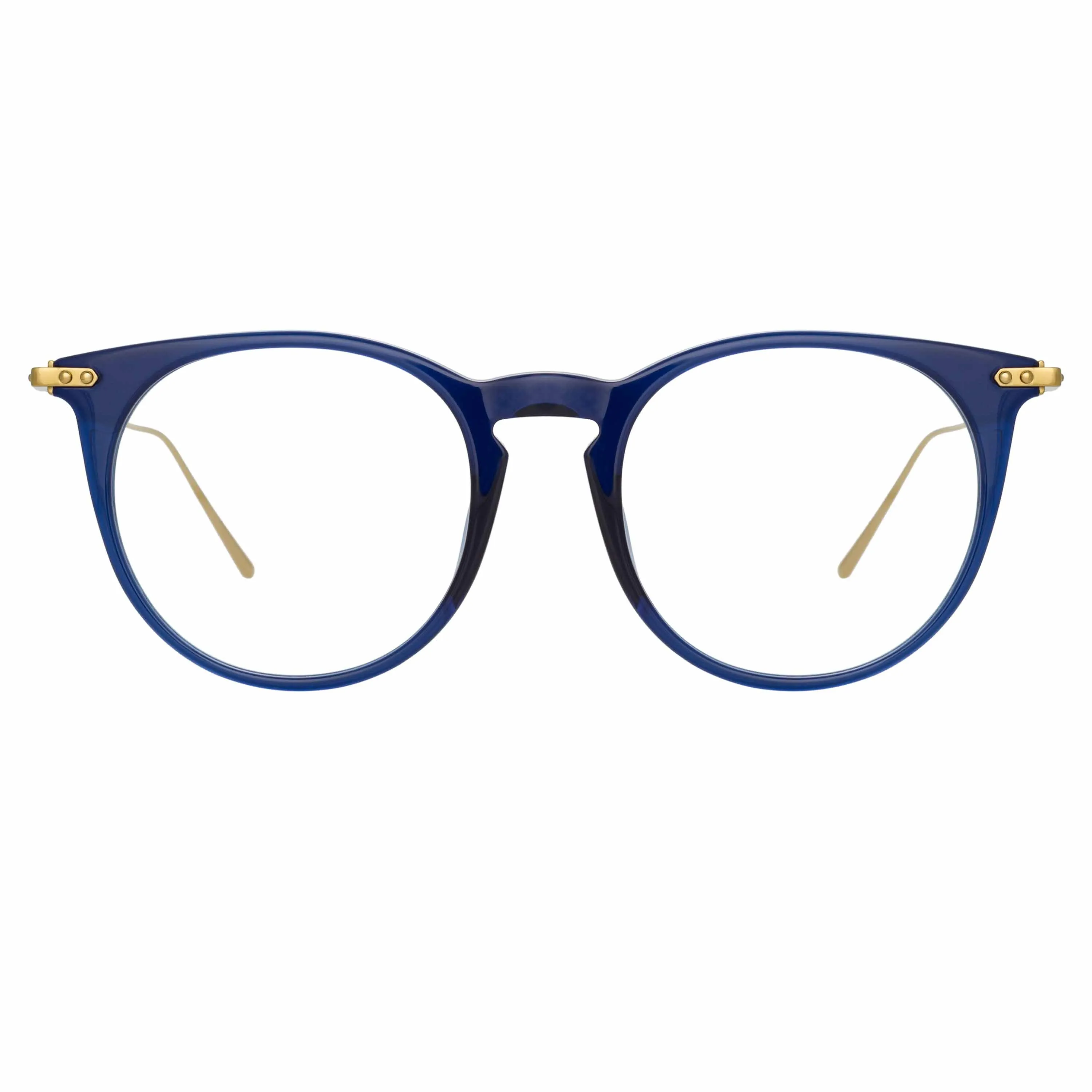 Ellis A Oval Optical Frame in Navy sold by Linda Farrow