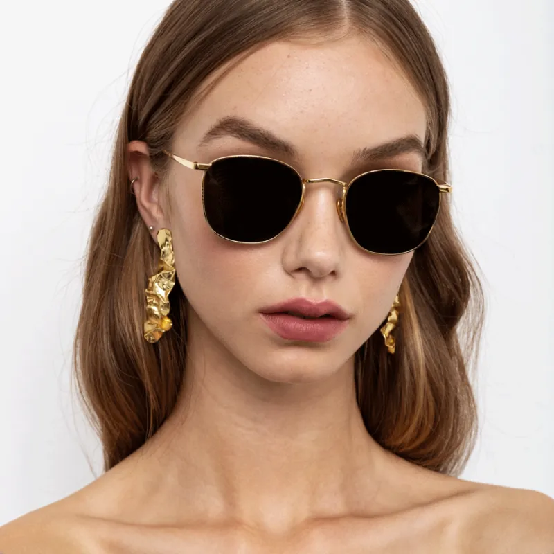 The Simon | Square Sunglasses in Yellow Gold sold by Linda Farrow