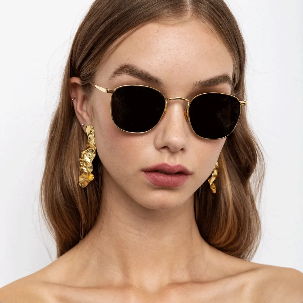 The Simon | Square Sunglasses in Yellow Gold sold by Linda Farrow