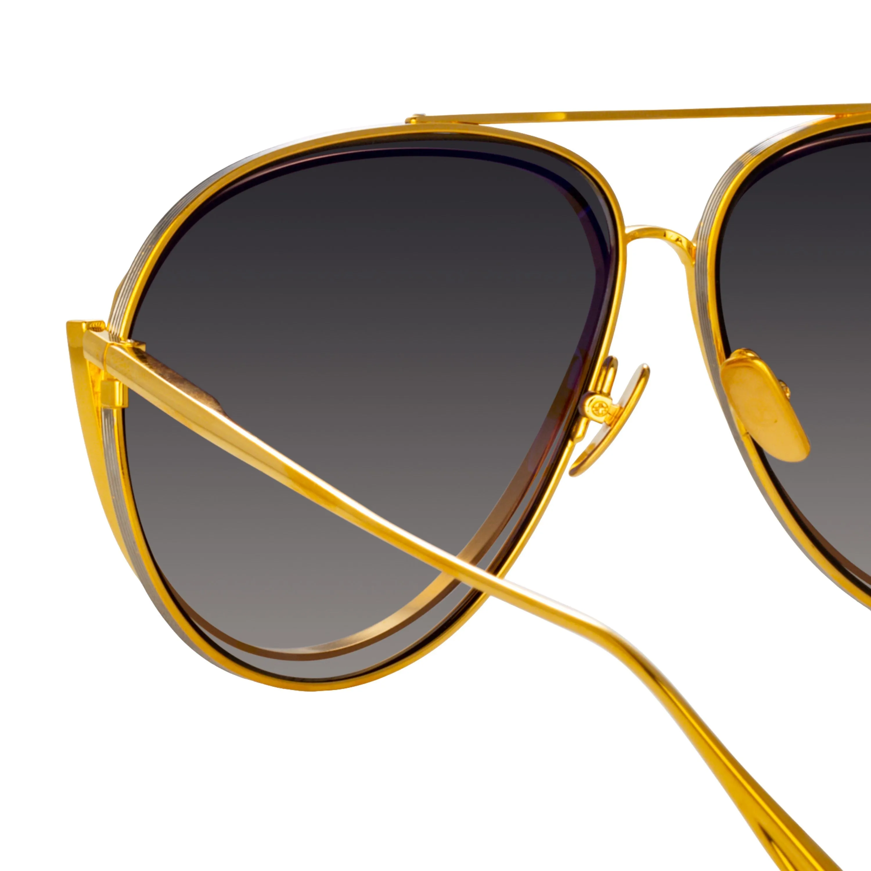 Men's Francisco Aviator Sunglasses in Yellow Gold sold by Linda Farrow product image thumbnail 3
