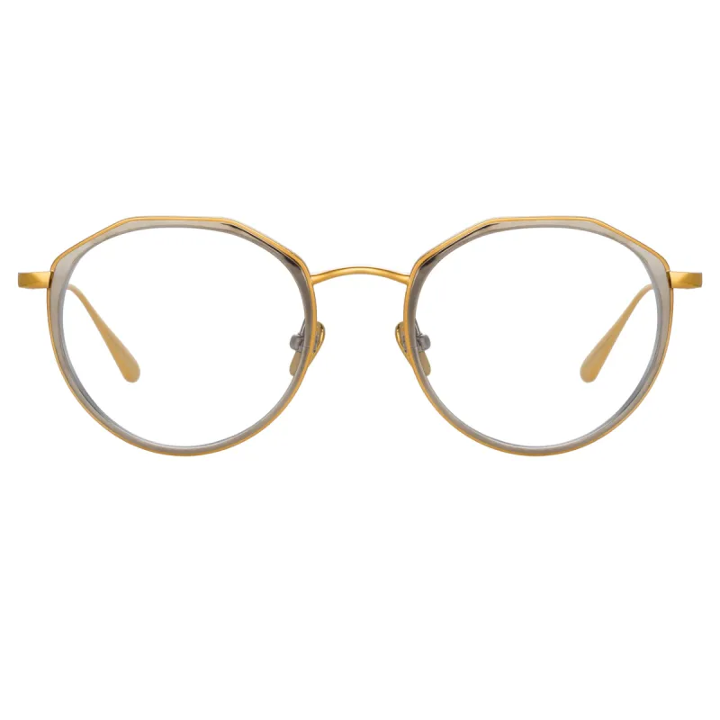 Cesar Angular Optical Frame in Yellow Gold and White Gold sold by Linda Farrow