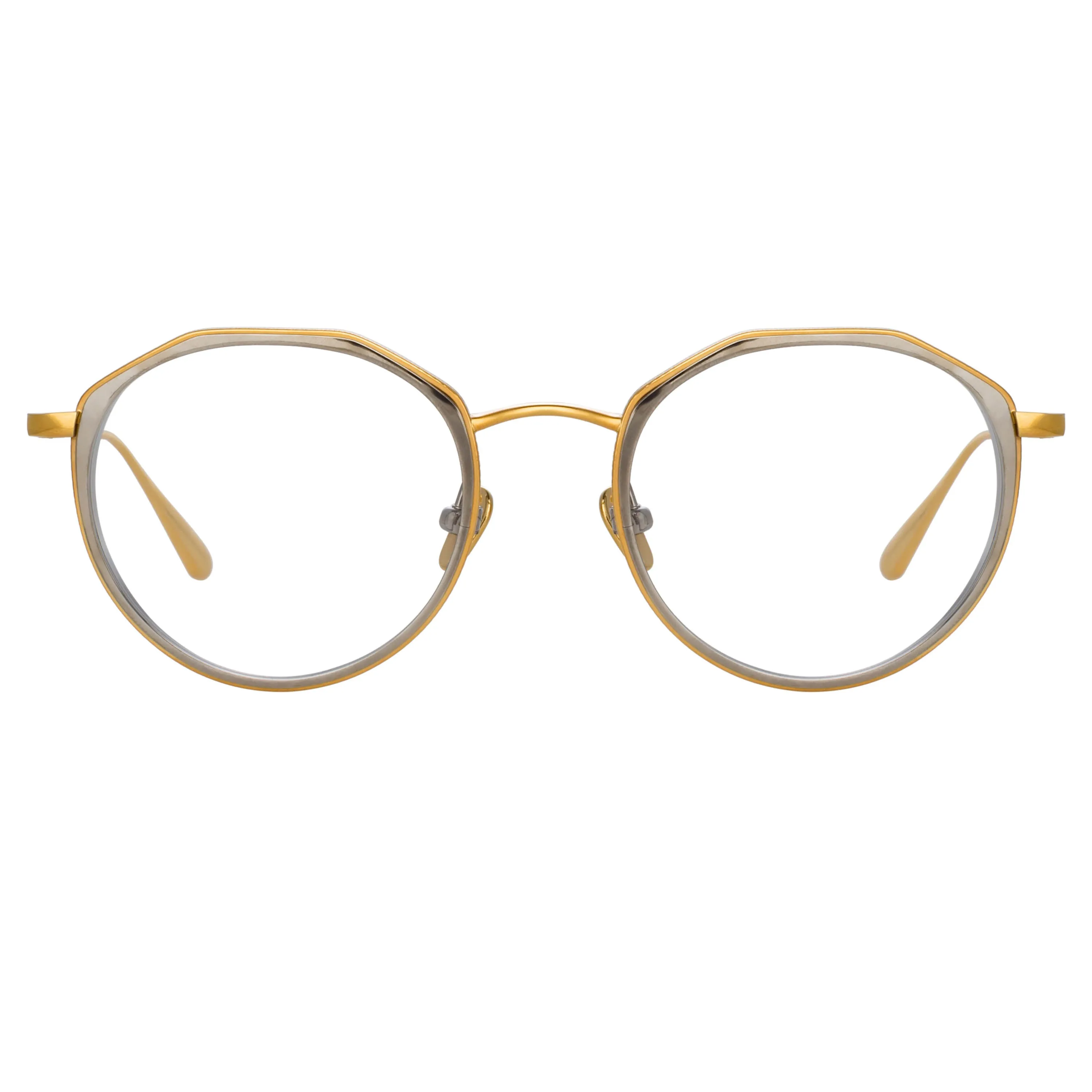 Cesar Angular Optical Frame in Yellow Gold and White Gold sold by Linda Farrow