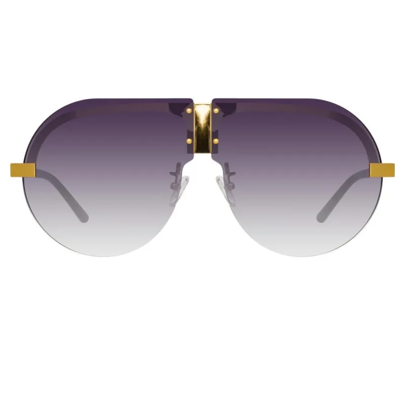Matthew Williamson Tulip Aviator Sunglasses in Yellow Gold Tone sold by Linda Farrow