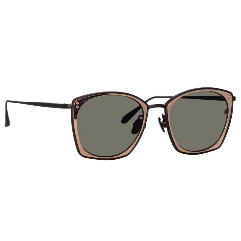 Men's Milo Square Sunglasses in Nickel and Rose Gold sold by Linda Farrow