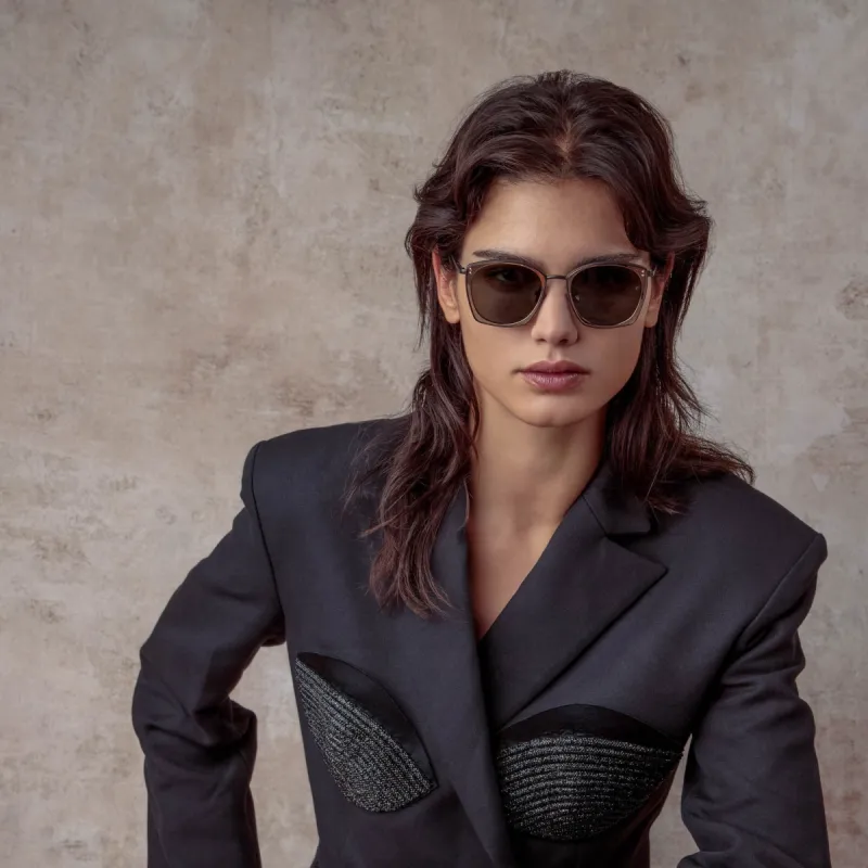 Milo Square Sunglasses in Nickel and Rose Gold sold by Linda Farrow