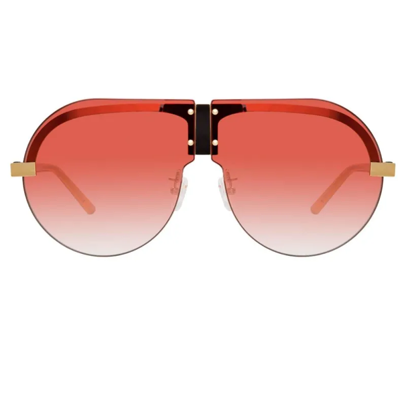 Matthew Williamson Tulip Aviator Sunglasses in Light Gold Tone sold by Linda Farrow
