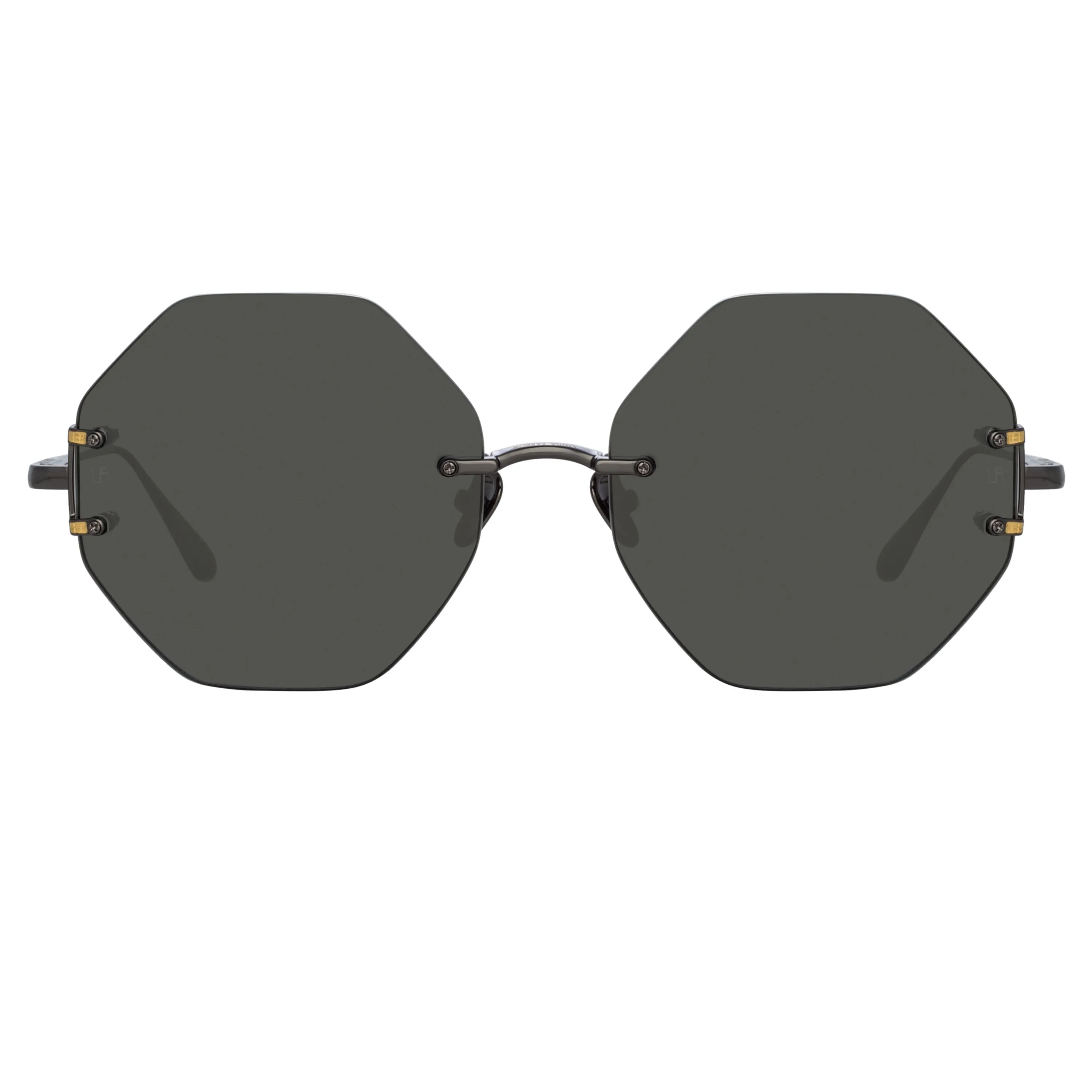 Arua Hexagon Sunglasses in Nickel sold by Linda Farrow