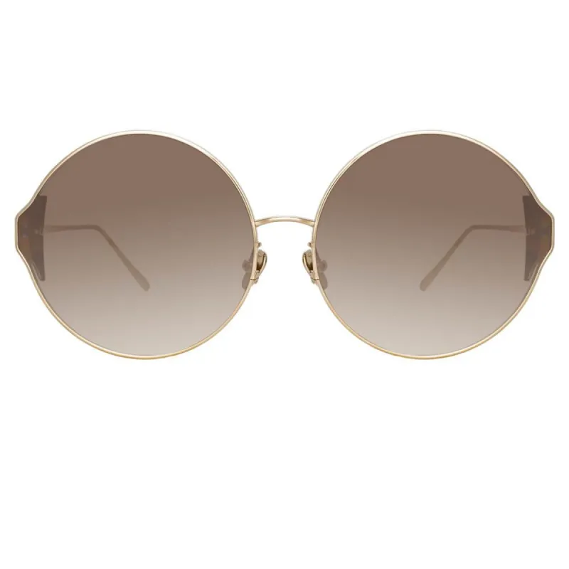 Carousel Round Sunglasses in Light Gold sold by Linda Farrow