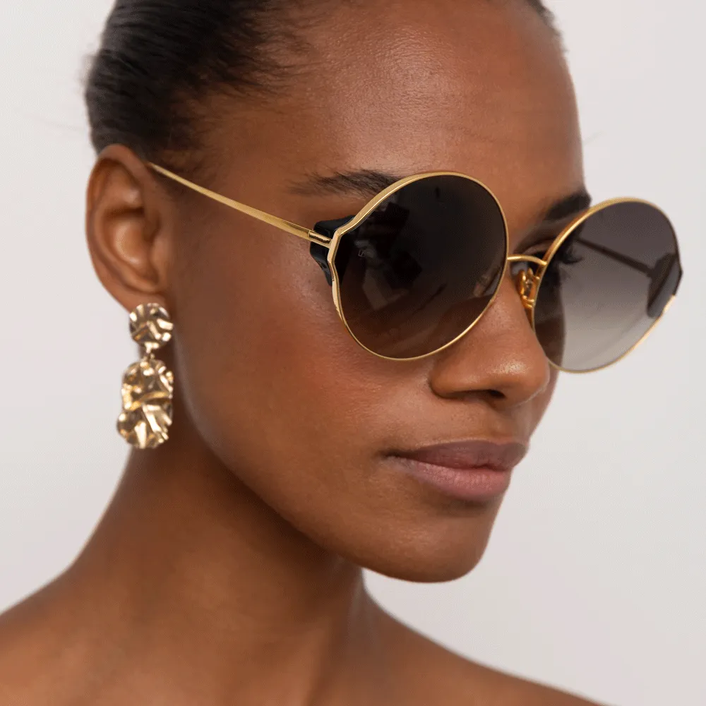 Carousel Round Sunglasses in Light Gold sold by Linda Farrow product image thumbnail 5