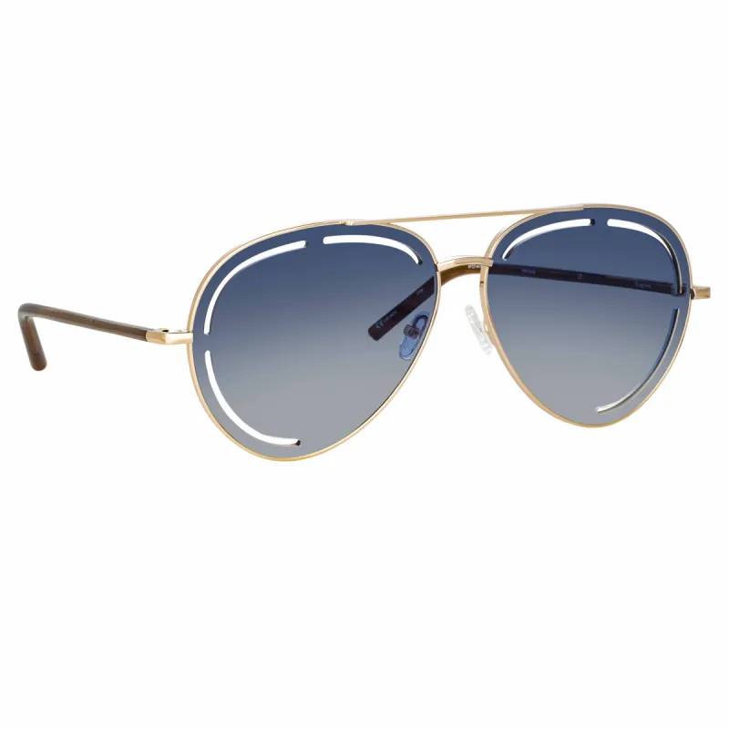Matthew Williamson Foxglove Sunglasses in Light Gold and Blue sold by Linda Farrow