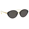 Lucy Cat Eye Sunglasses in Black sold by Linda Farrow