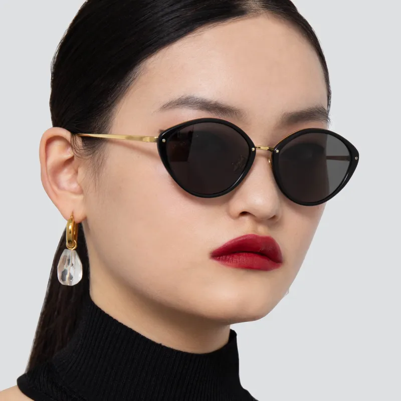 Lucy Cat Eye Sunglasses in Black sold by Linda Farrow