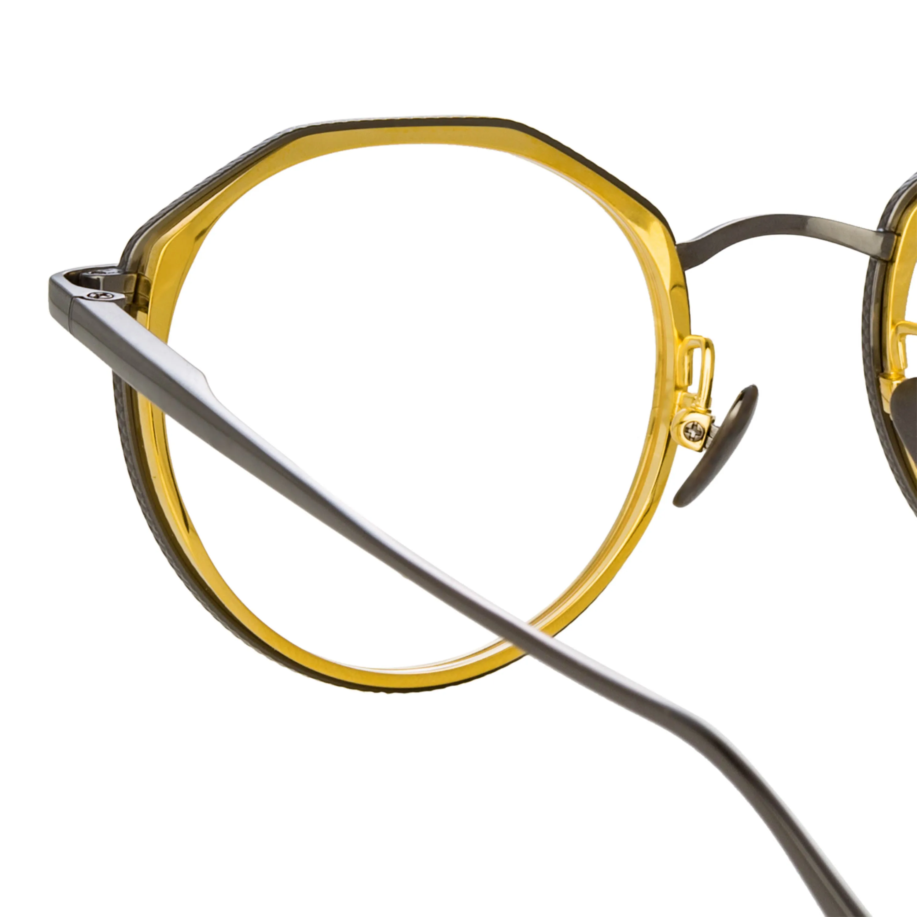 Cesar Angular Optical Frame in Nickel and Yellow Gold sold by Linda Farrow product image thumbnail 5