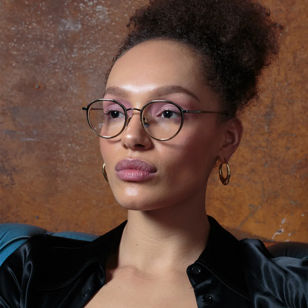 Cesar Angular Optical Frame in Nickel and Yellow Gold sold by Linda Farrow product image thumbnail 2