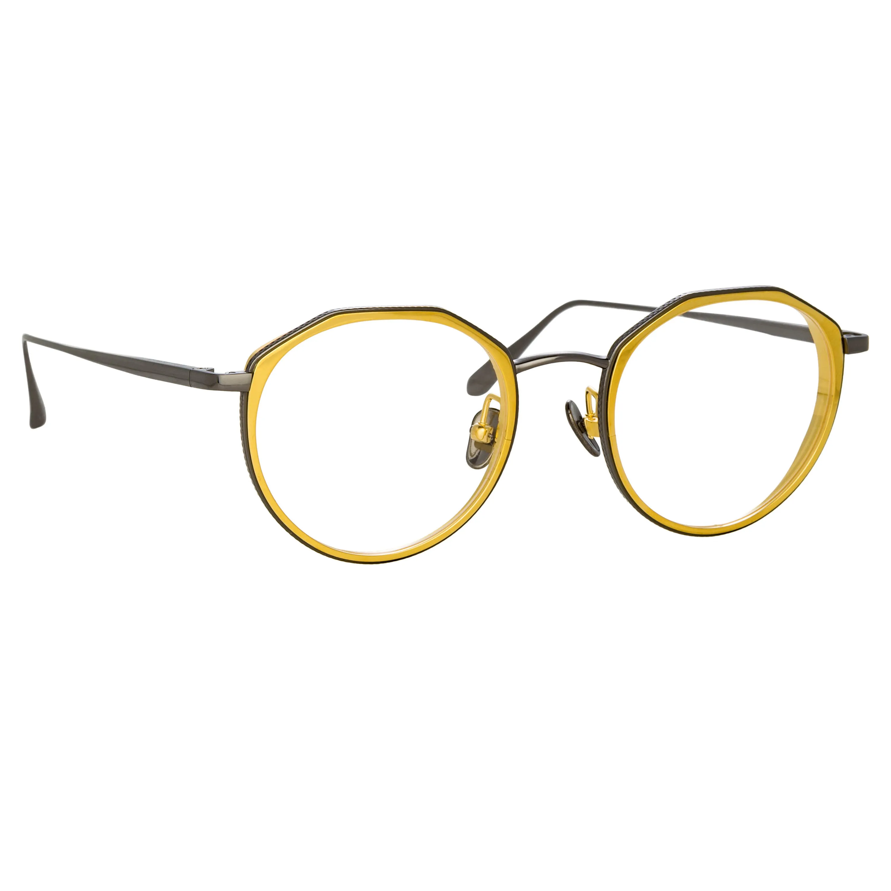 Cesar Angular Optical Frame in Nickel and Yellow Gold sold by Linda Farrow product image thumbnail 3