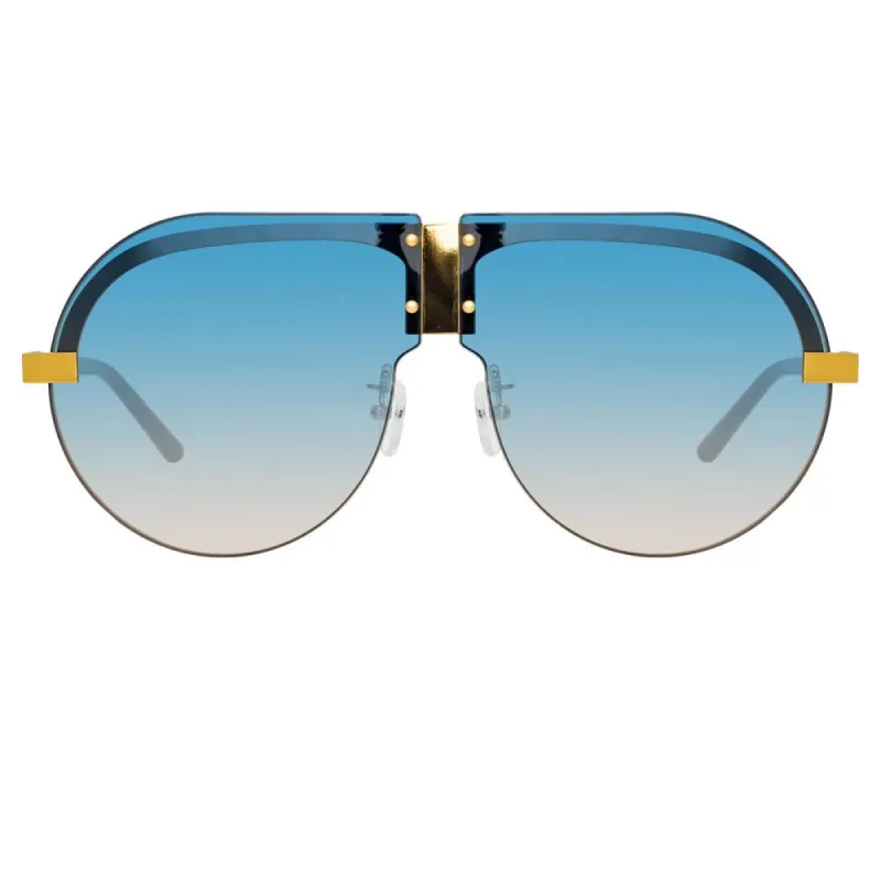 Matthew Williamson Tulip Aviator Sunglasses in Yellow Gold Tone sold by Linda Farrow