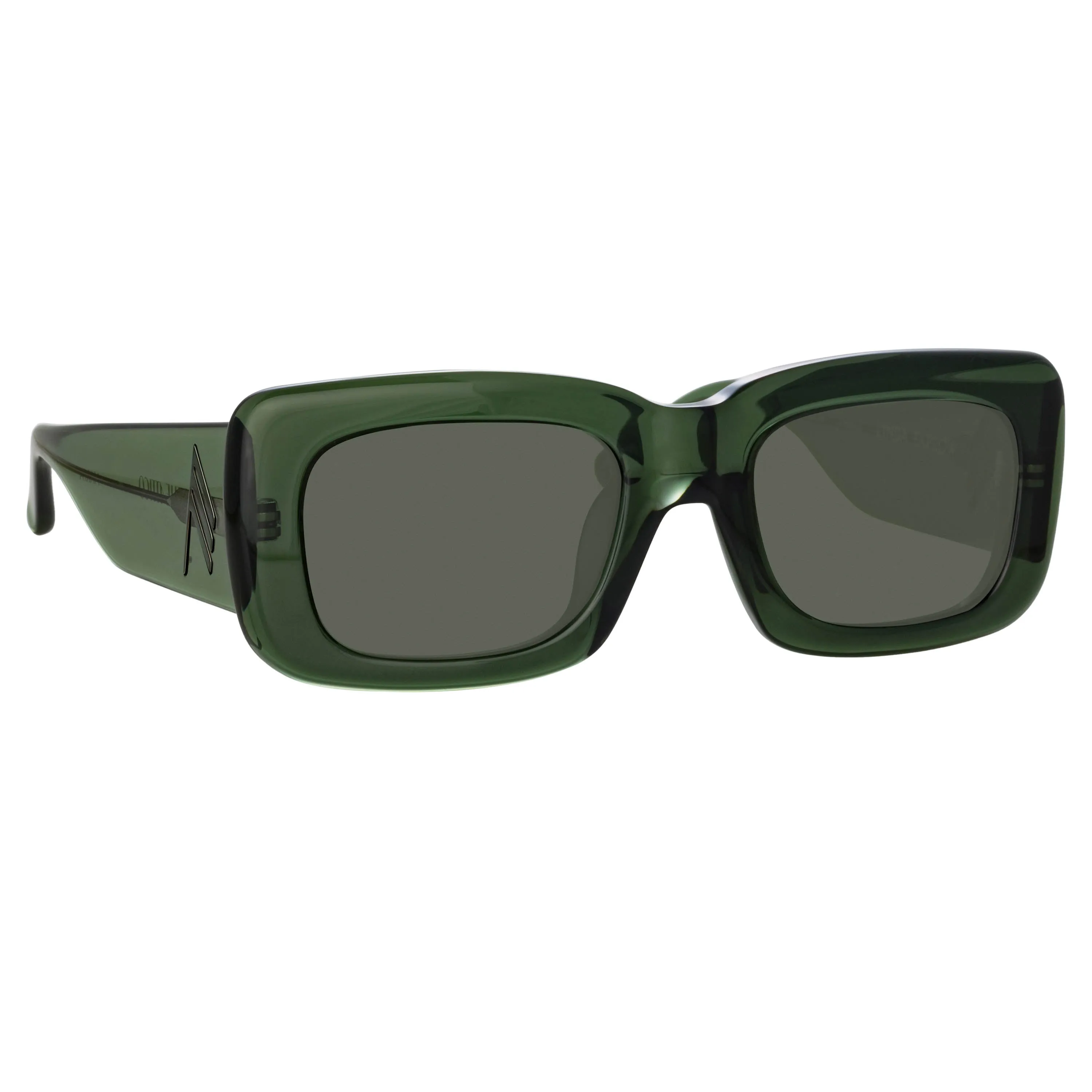 The Attico Marfa Rectangular Sunglasses in Military Green sold by Linda Farrow product image thumbnail 3