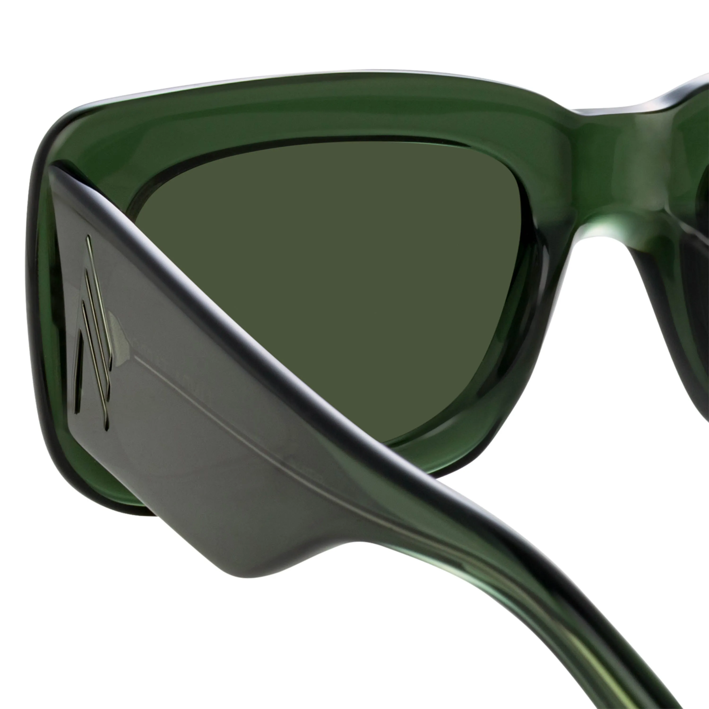 The Attico Marfa Rectangular Sunglasses in Military Green sold by Linda Farrow product image thumbnail 4