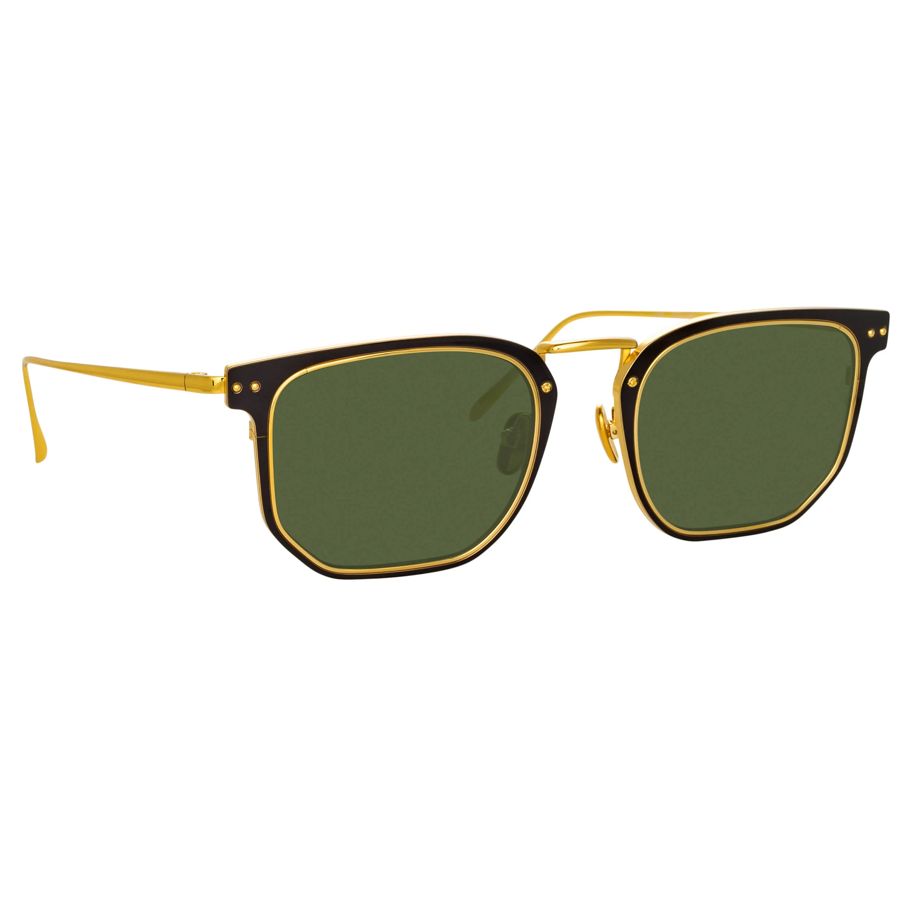 Saul D-Frame Sunglasses in Black and Yellow Gold sold by Linda Farrow product image thumbnail 2