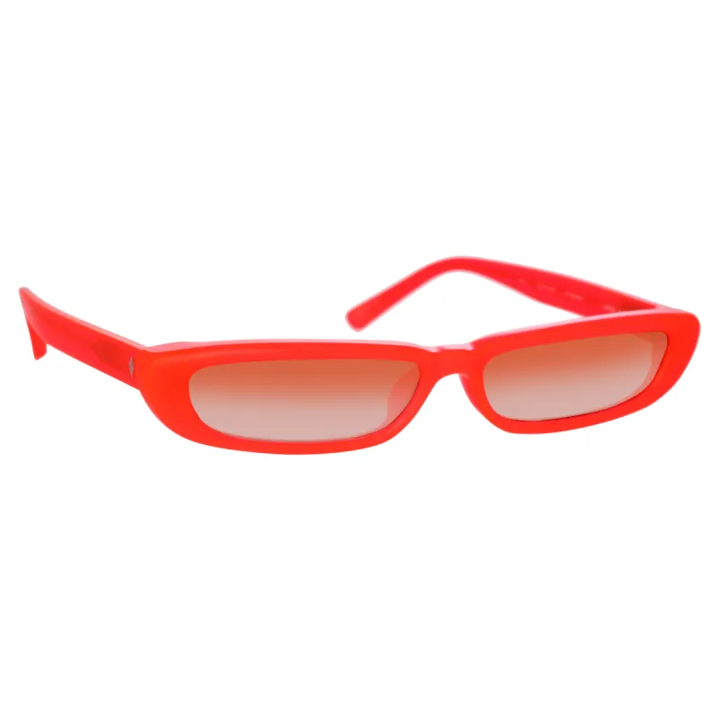 The Attico Thea Angular Sunglasses in Neon Pink sold by Linda Farrow