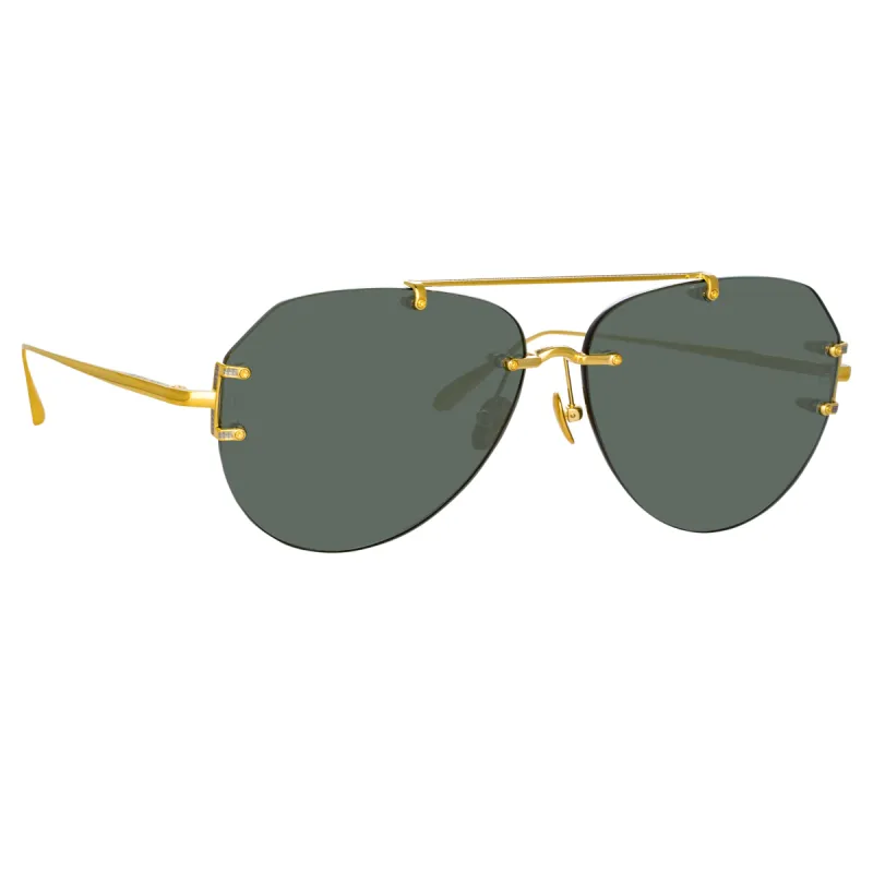 Duit Aviator Sunglasses in Yellow Gold sold by Linda Farrow