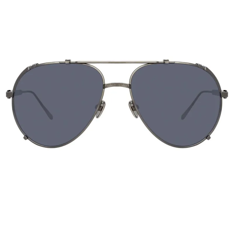 Newman Aviator Sunglasses in Nickel sold by Linda Farrow