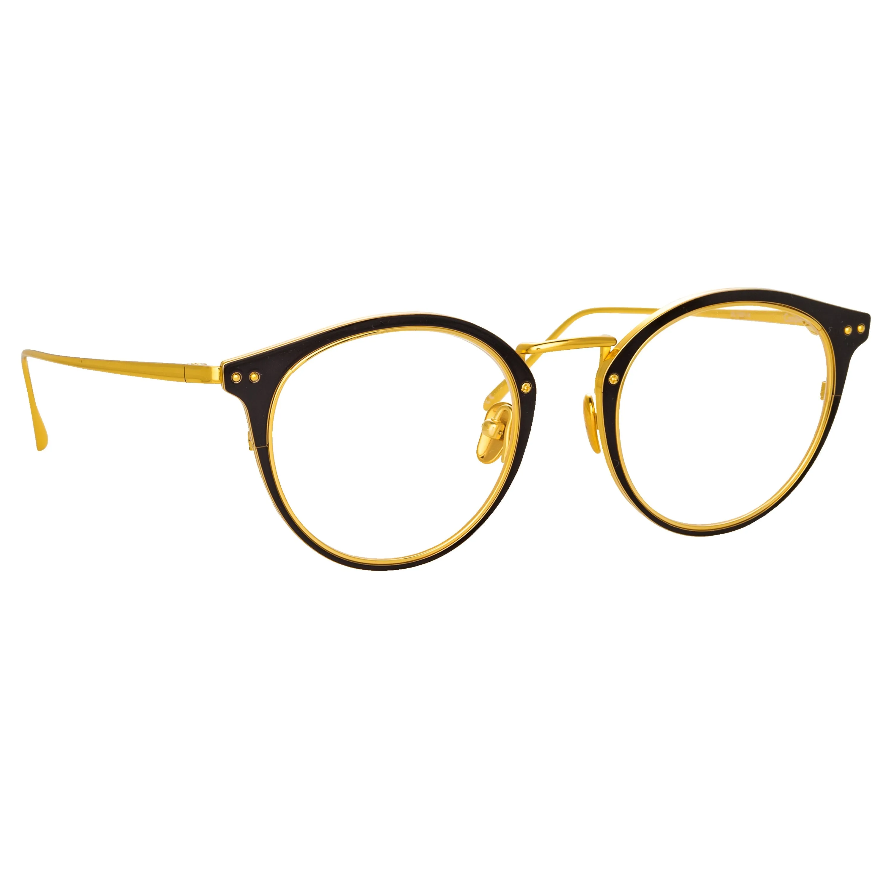The Cooper | Oval Optical Frame in Black and Yellow Gold (C4) sold by Linda Farrow