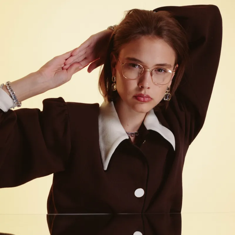 The Simon | Square Optical Frame in Rose Gold (C8) sold by Linda Farrow