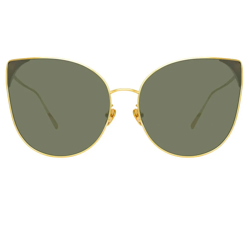 Flyer Cat Eye Sunglasses in Yellow Gold sold by Linda Farrow