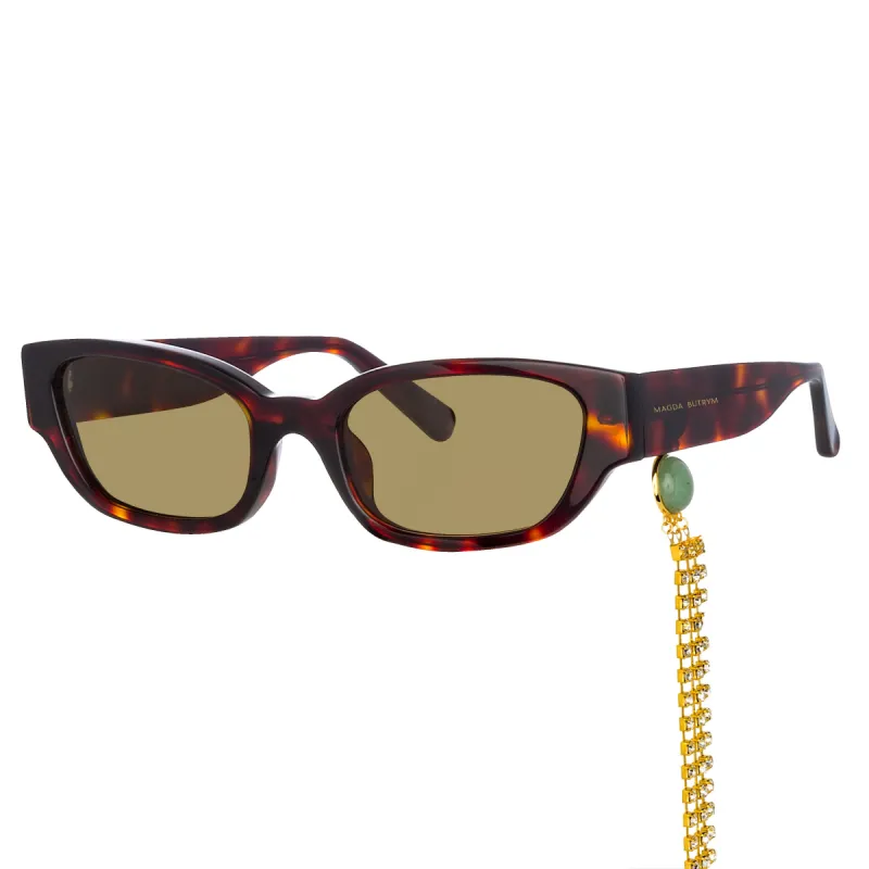 Magda Butrym Cat Eye Sunglasses in Tortoiseshell and Brown sold by Linda Farrow