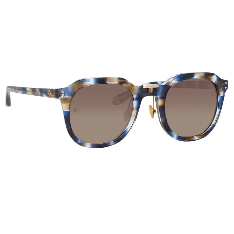 Fletcher Angular Sunglasses in Blue Tortoiseshell sold by Linda Farrow