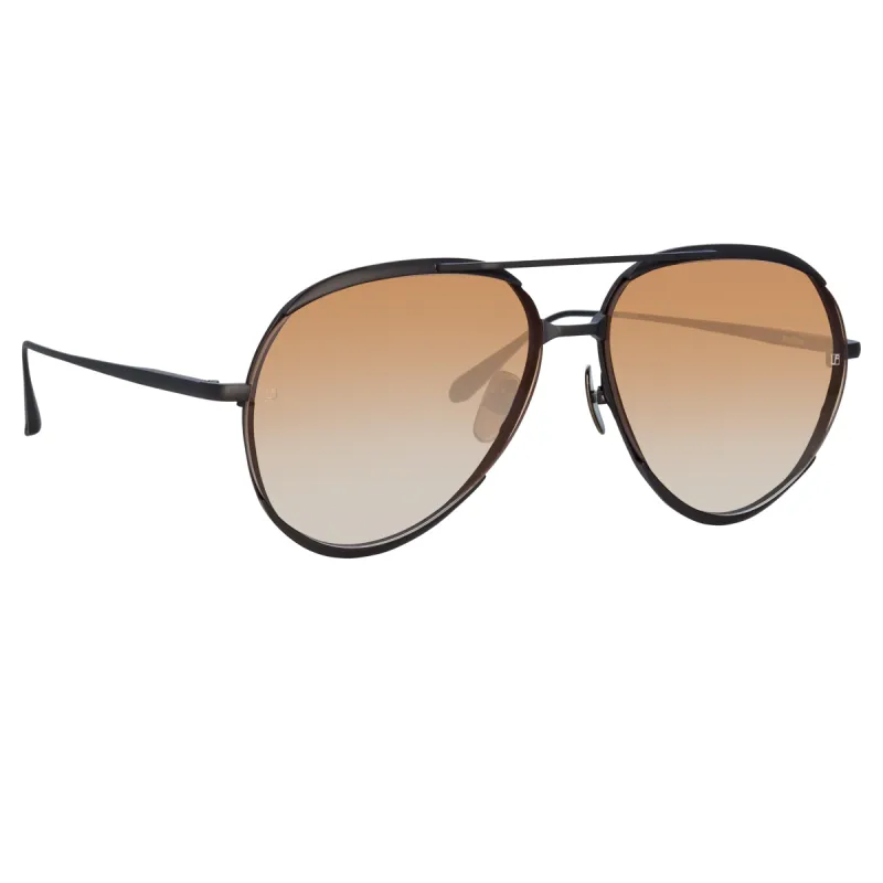 Matisse Aviator Sunglasses in Matt Nickel and Camel sold by Linda Farrow