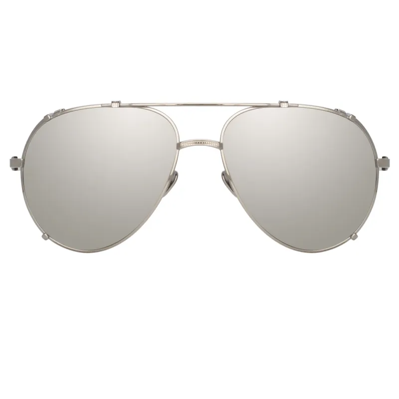 Newman Aviator Sunglasses in White Gold sold by Linda Farrow
