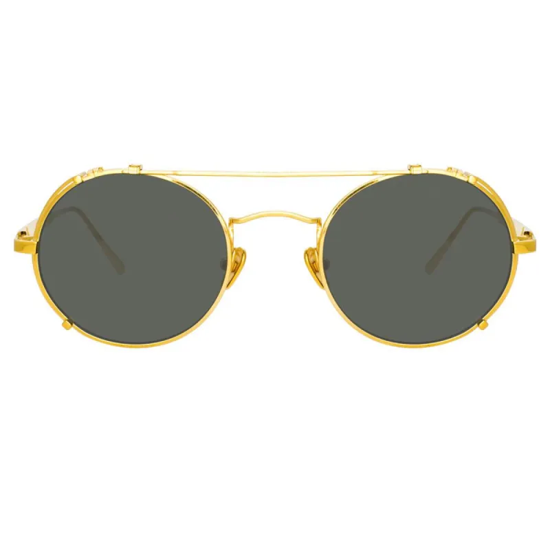 Jimi Oval Sunglasses in Yellow Gold sold by Linda Farrow