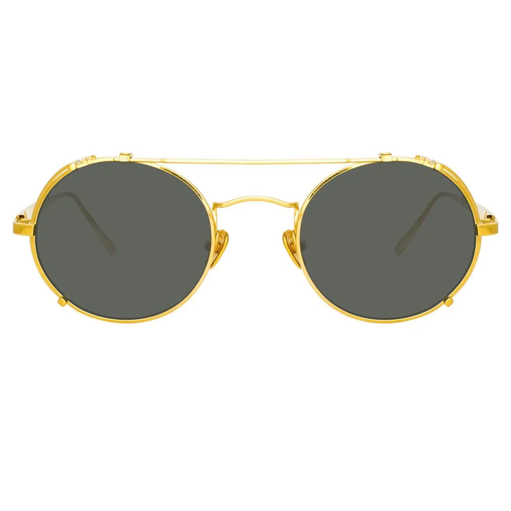 Jimi Oval Sunglasses in Yellow Gold sold by Linda Farrow