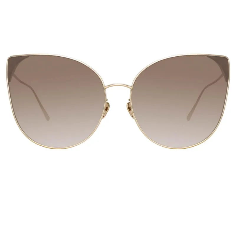 Flyer Cat Eye Sunglasses in Yellow Gold sold by Linda Farrow