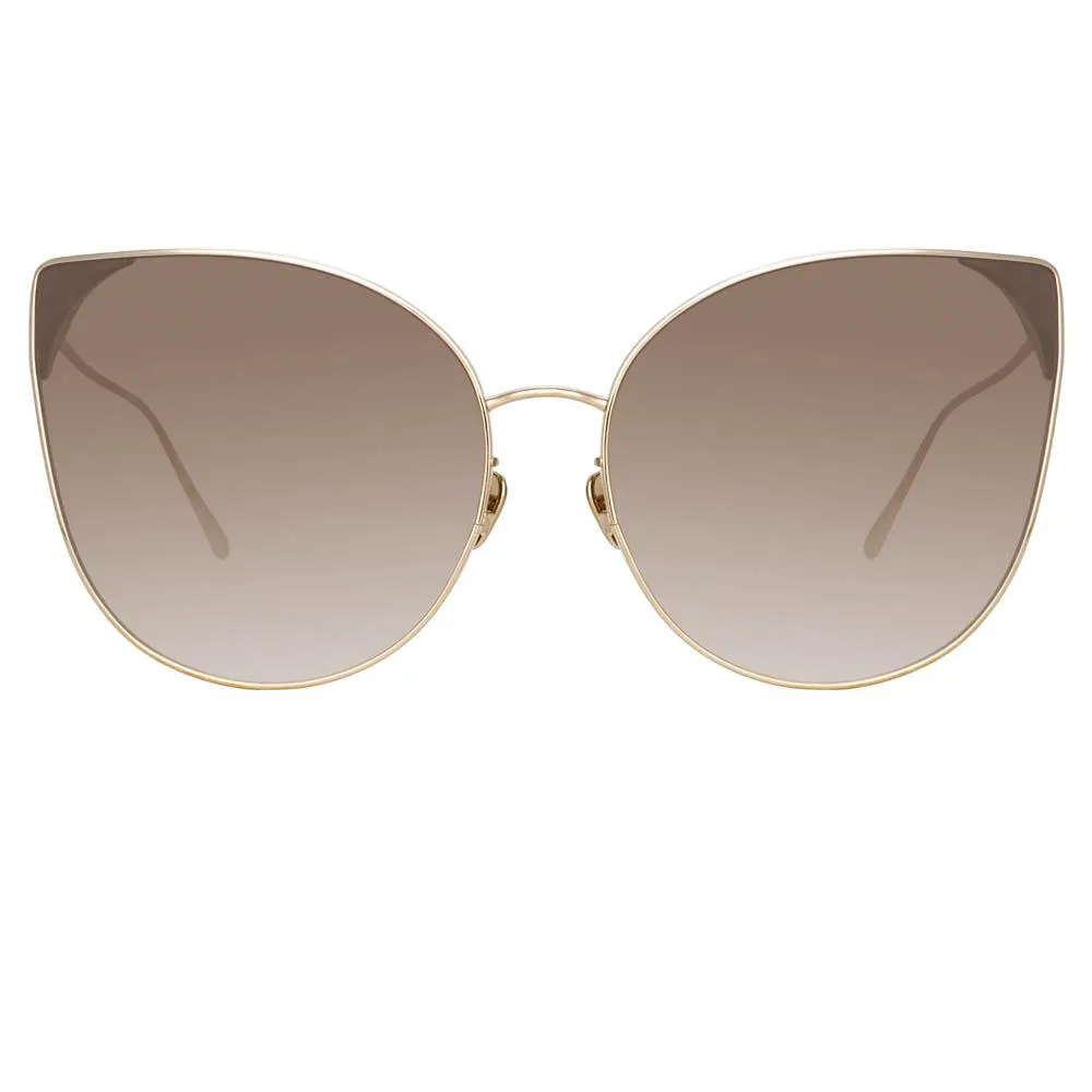 Flyer Cat Eye Sunglasses in Yellow Gold sold by Linda Farrow