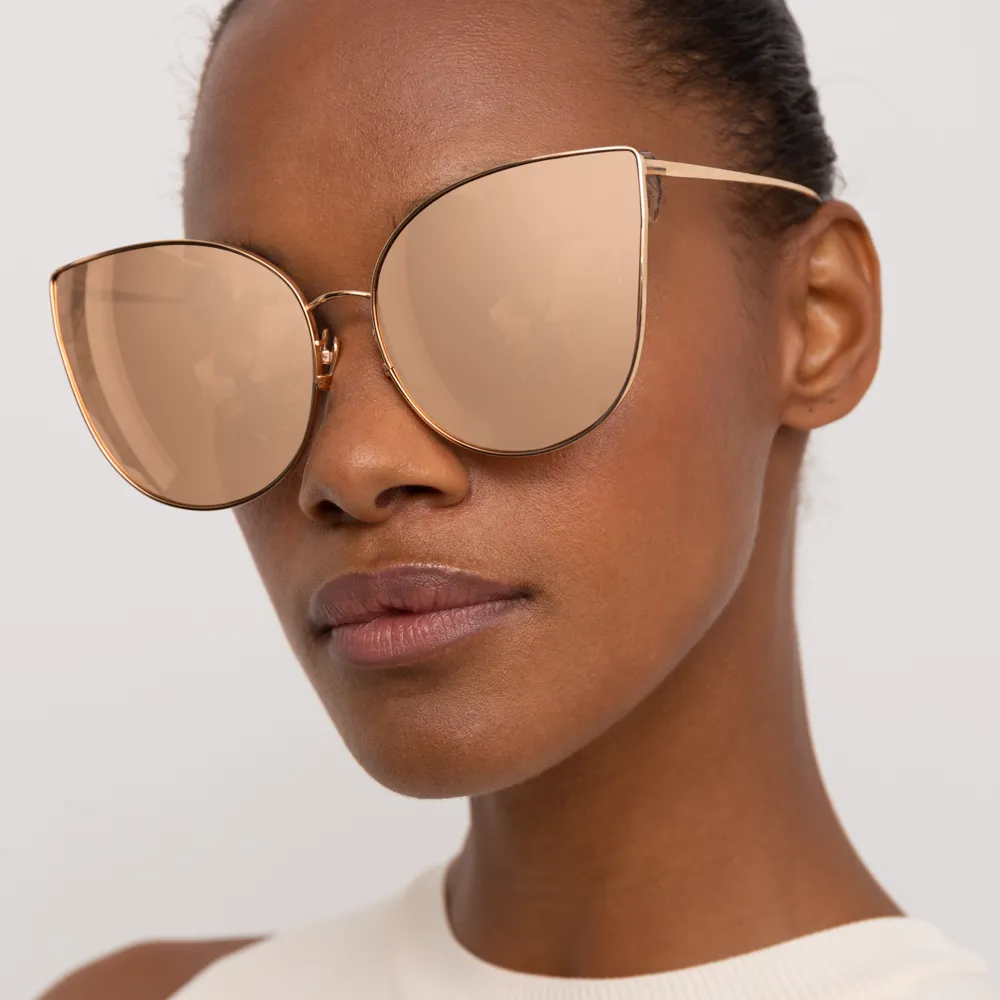 Flyer Cat Eye Sunglasses in Yellow Gold sold by Linda Farrow product image thumbnail 5