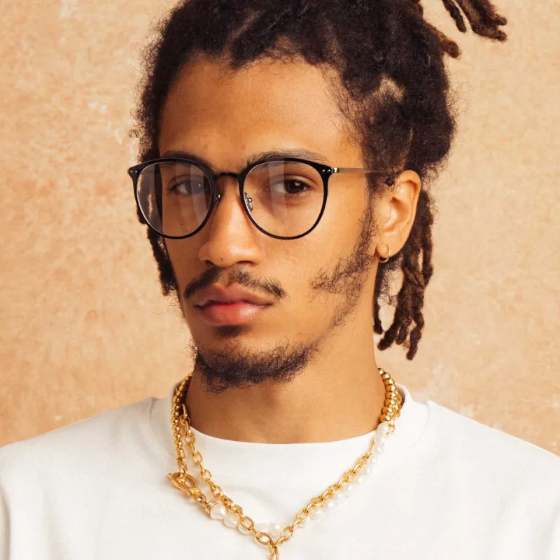 Zephyr Oval Optical Frame in Black (Men's) sold by Linda Farrow