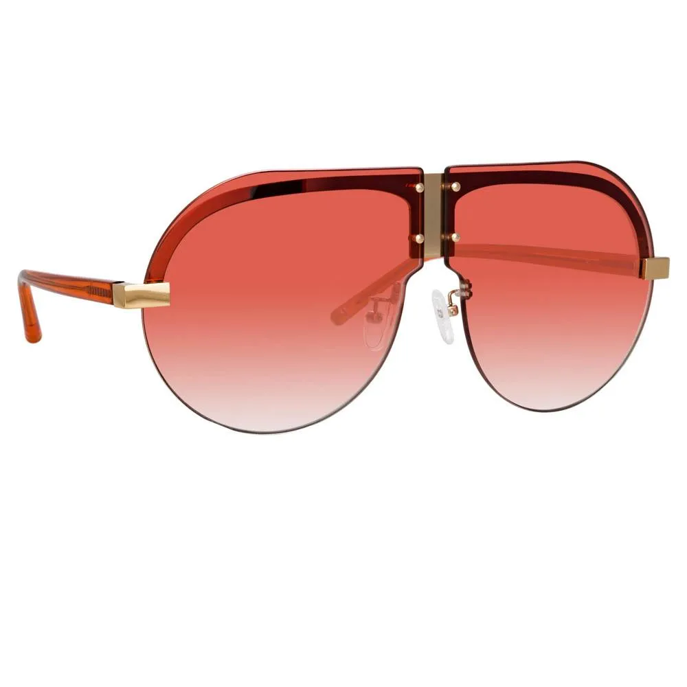 Matthew Williamson Tulip Aviator Sunglasses in Light Gold Tone sold by Linda Farrow product image thumbnail 2