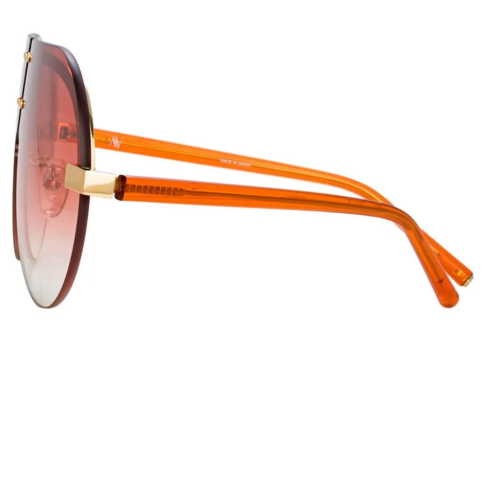 Matthew Williamson Tulip Aviator Sunglasses in Light Gold Tone sold by Linda Farrow product image thumbnail 3