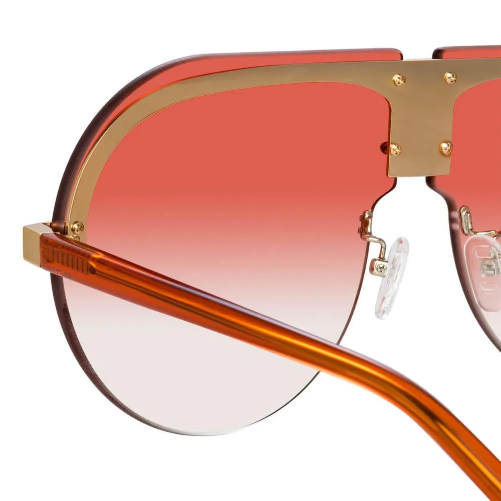 Matthew Williamson Tulip Aviator Sunglasses in Light Gold Tone sold by Linda Farrow product image thumbnail 4