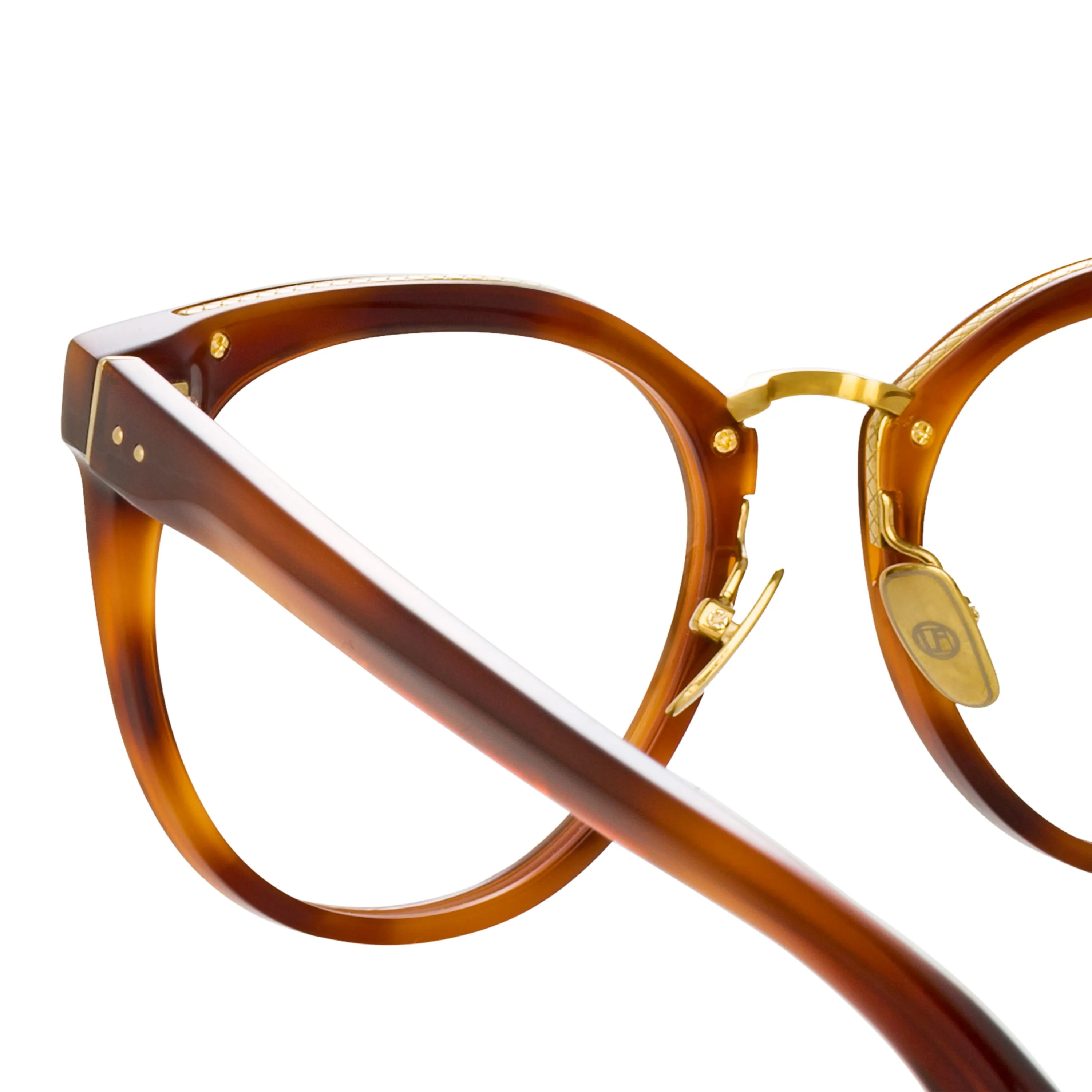 Carla Oval Optical Frame in Horn sold by Linda Farrow product image thumbnail 5